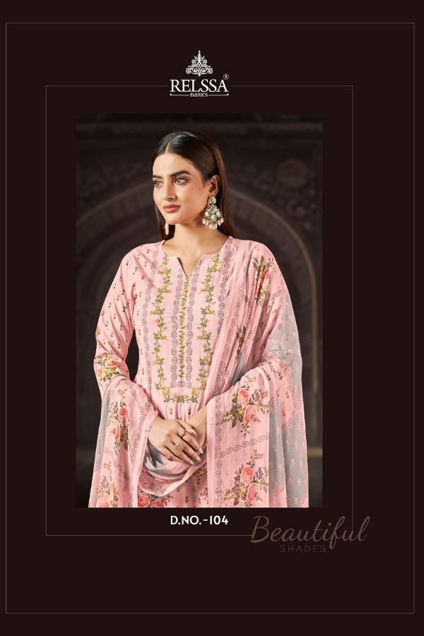 Relssa Fabrics Aliza Superior Cotton Lawn Ladies Suit 104
