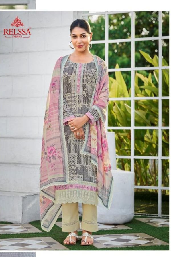 Relssa Fabrics Iskra Linen Embroidery Ladies Suit 102