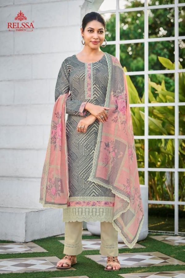 Relssa Fabrics Iskra Linen Embroidery Ladies Suit 104