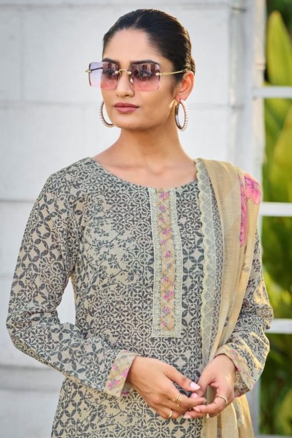 Relssa Fabrics Iskra Linen Embroidery Ladies Suit 103