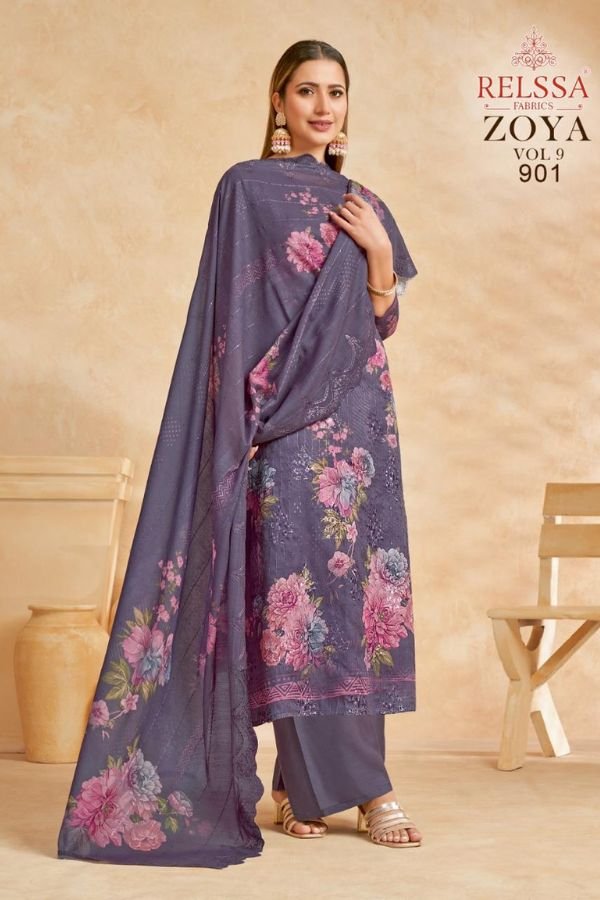 Relssa Fabrics Zoya Vol-9 Cotton Satin Ladies Suit 901