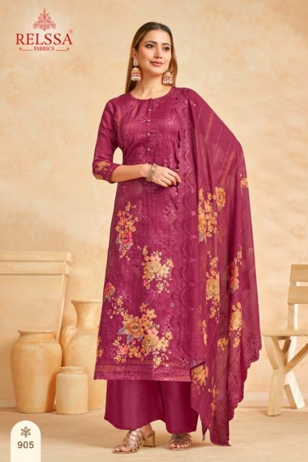 Relssa Fabrics Zoya Vol-9 Cotton Satin Ladies Suit 905