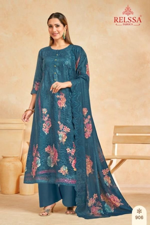 Relssa Fabrics Zoya Vol-9 Cotton Satin Ladies Suit 906