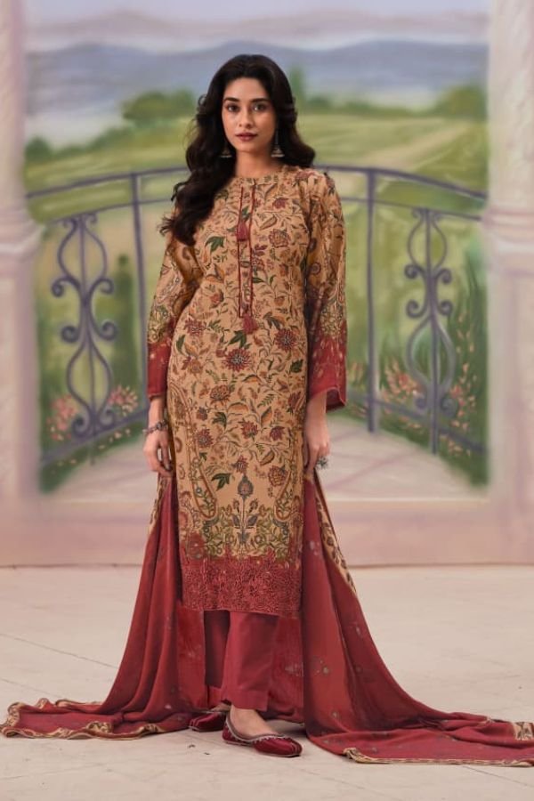 Reyna Fabrics Jugnu Premium Pure Banarasi Mul Suit 10574