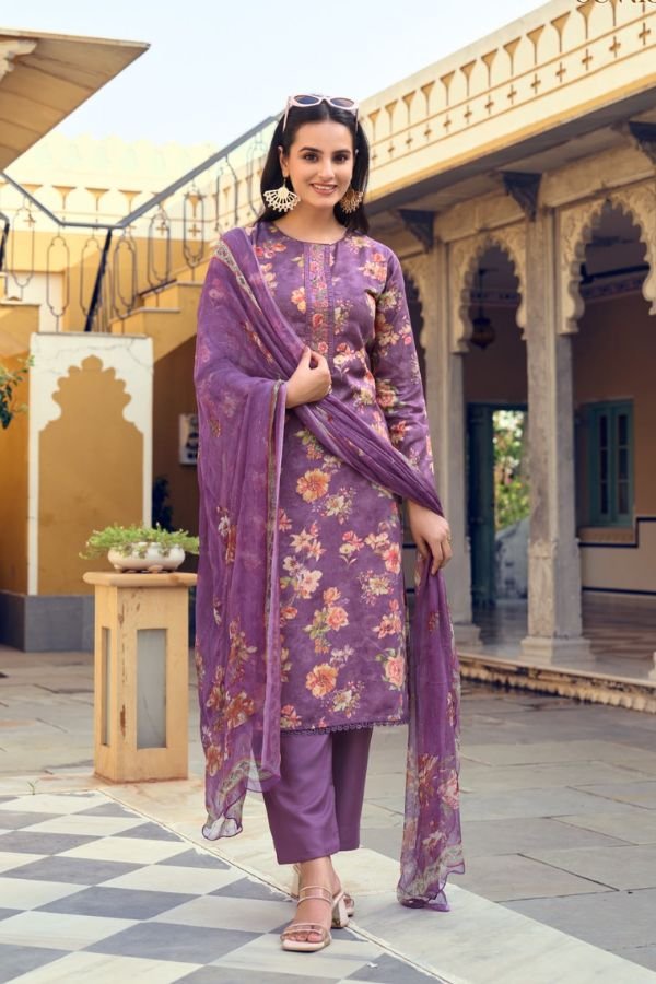 Sunrise Creation Sania 14 Jam Satin Ladies Suit 14007