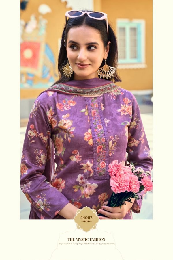 Sunrise Creation Sania 14 Jam Satin Ladies Suit 14007
