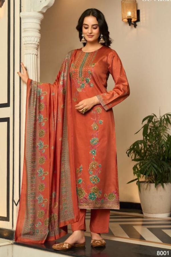 Sunrise Creation Shilpa 8 Jam Satin Ladies Suit 8001
