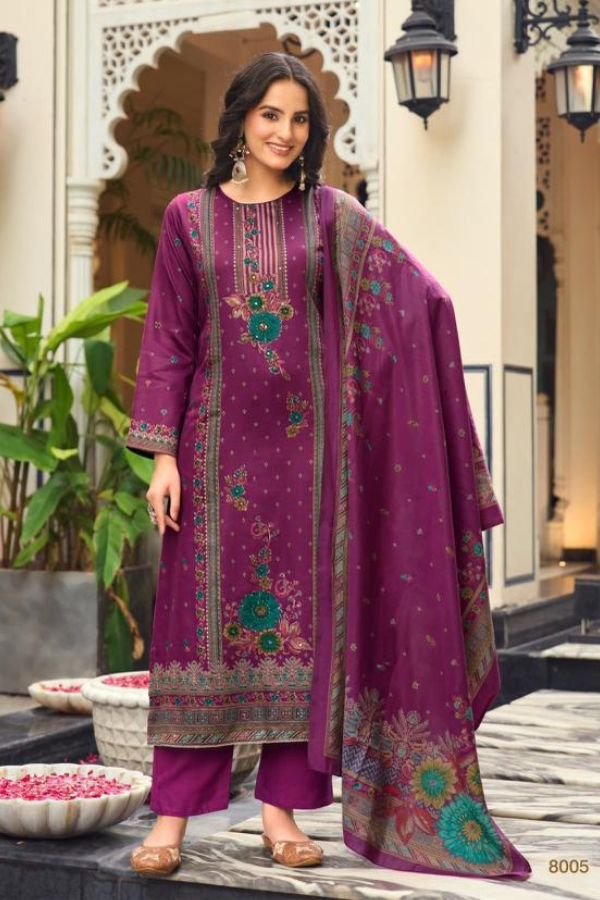 Sunrise Creation Shilpa 8 Jam Satin Ladies Suit 8005