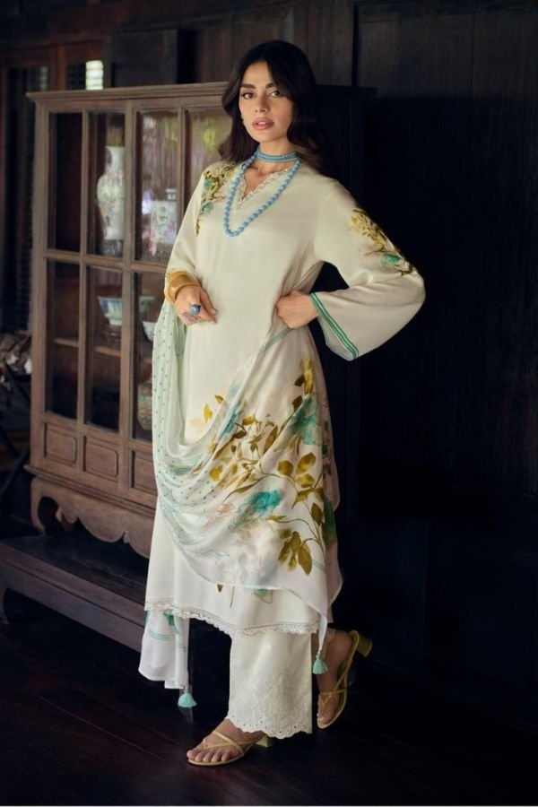 Varsha Fashion Ivory Gold Muslin Salwar Suit IG-02