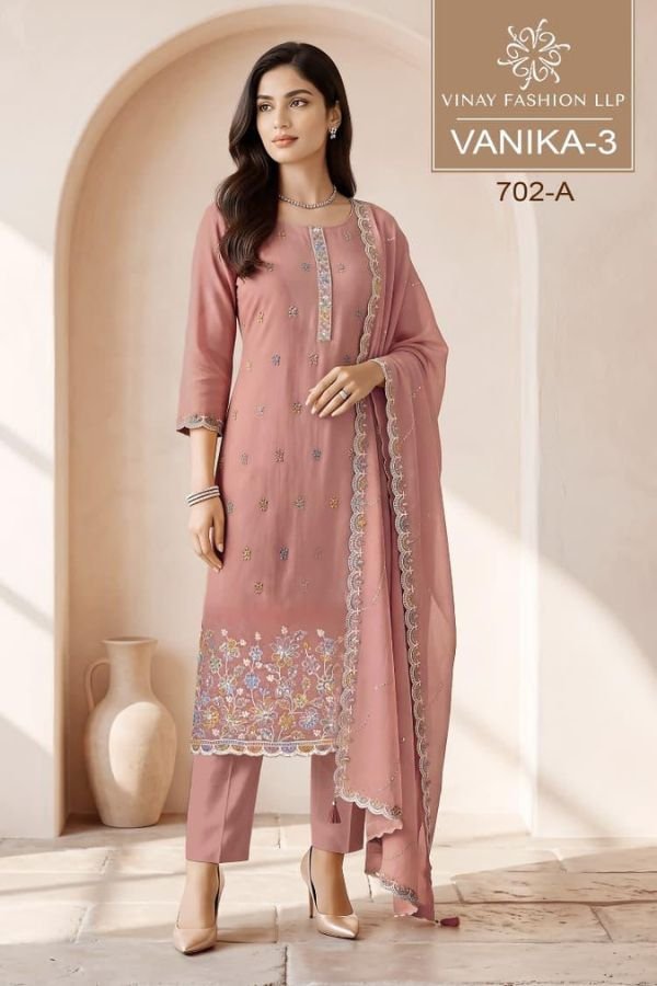 Vinay Fashion Kuleesh Vanika 3 Mul Chanderi Suit 702-A