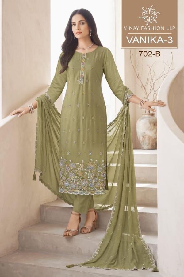 Vinay Fashion Kuleesh Vanika 3 Mul Chanderi Suit 702-B