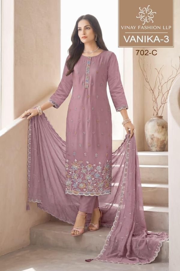Vinay Fashion Kuleesh Vanika 3 Mul Chanderi Suit 702-C