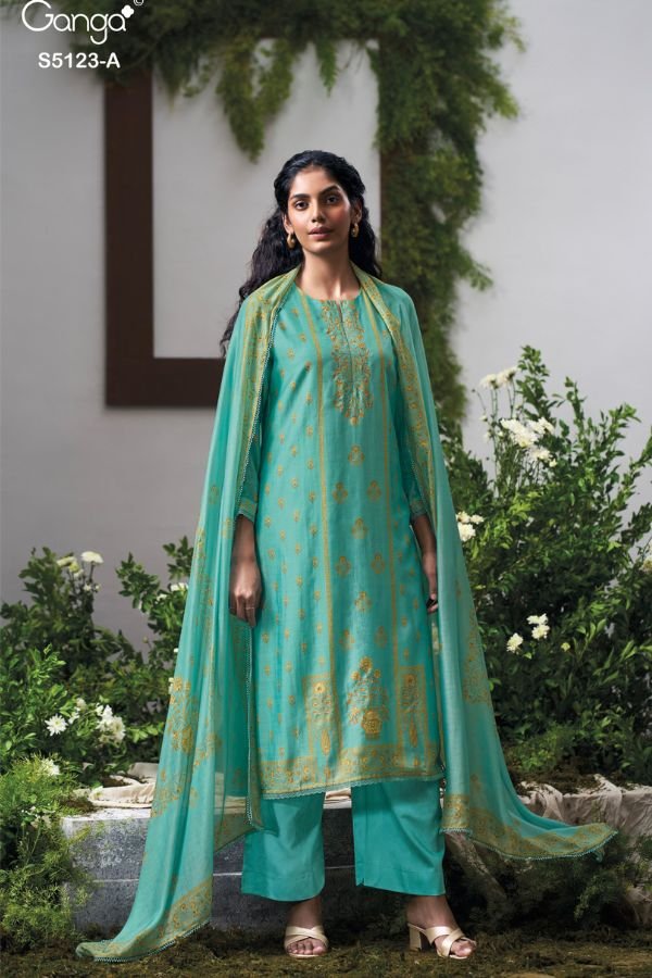 Ganga Fashion Ahsaas S5123 Premium Pure Silk Suit S5123-A
