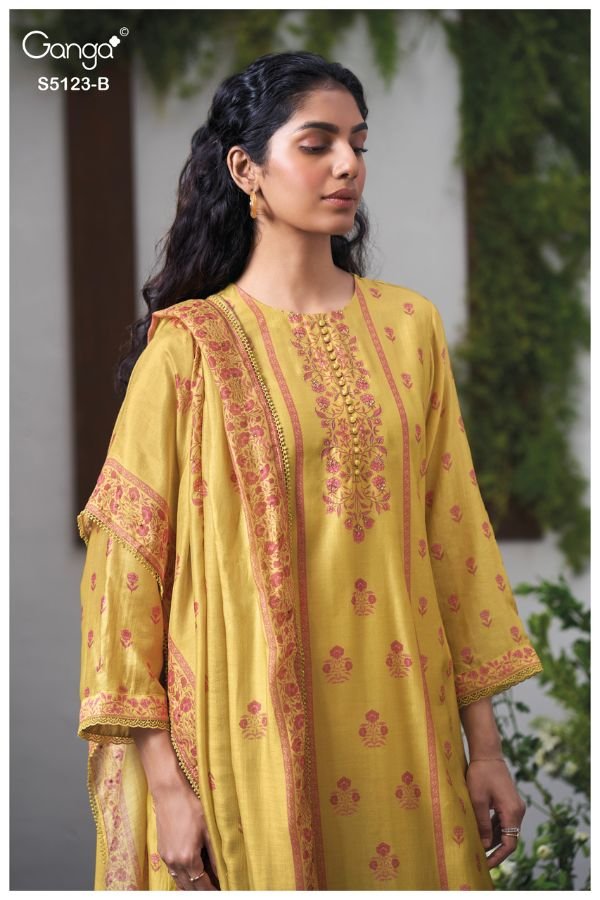 Ganga Fashion Ahsaas S5123 Premium Pure Silk Suit S5123-B