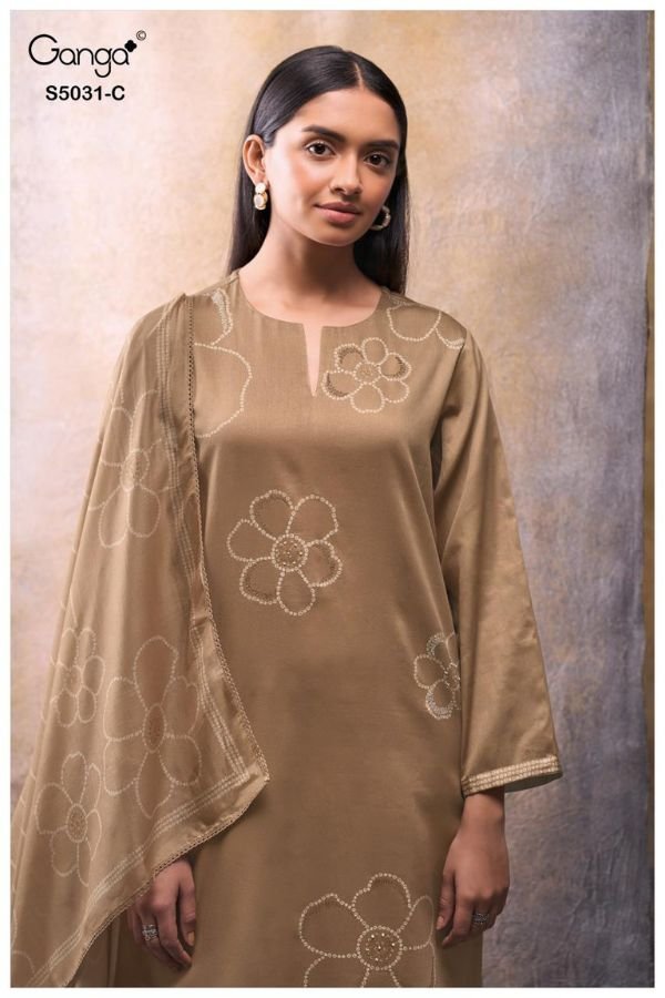 Ganga Fashion Brivaa S5031 Premium Cotton Satin Suit S5031-C