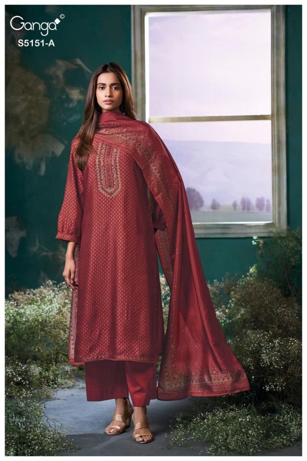 Ganga Fashion Cherika S5151 Russian Silk Ladies Suit S5151-A
