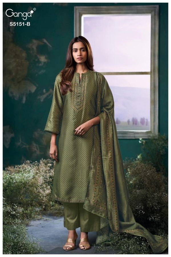 Ganga Fashion Cherika S5151 Russian Silk Ladies Suit S5151-B