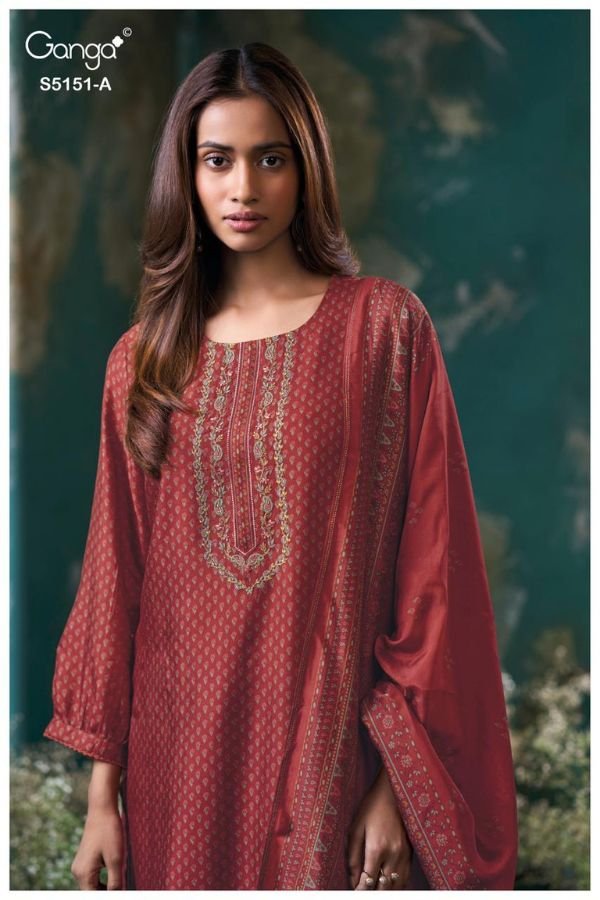 Ganga Fashion Cherika S5151 Russian Silk Ladies Suit S5151-A