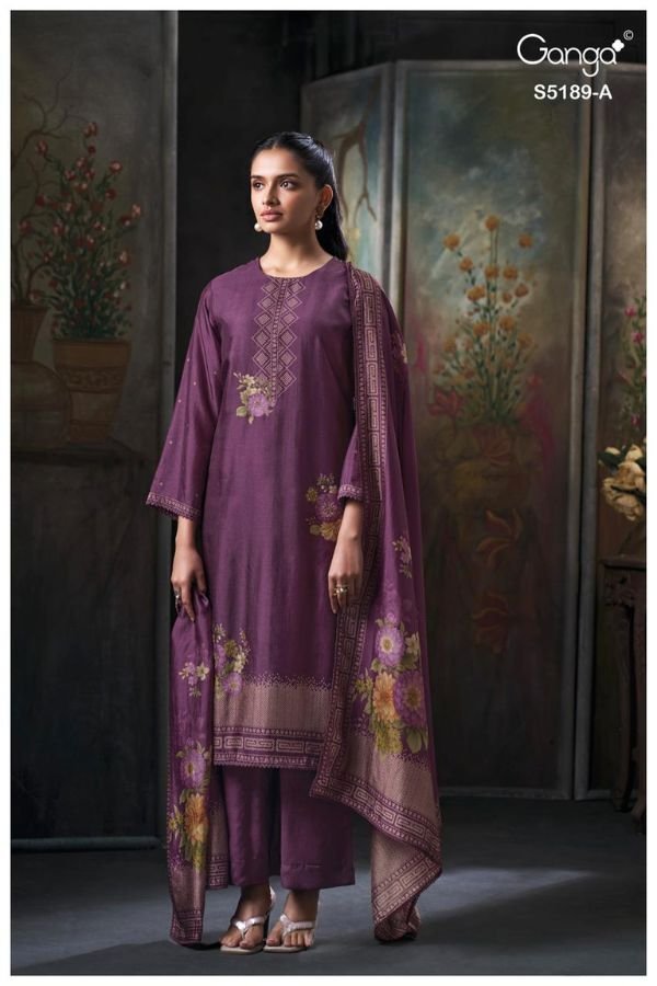 Ganga Fashion Evyra S5189 Russian Silk Ladies Suit S5189-A