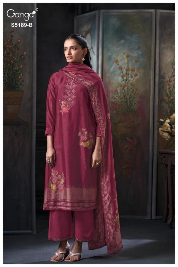 Ganga Fashion Evyra S5189 Russian Silk Ladies Suit S5189-B