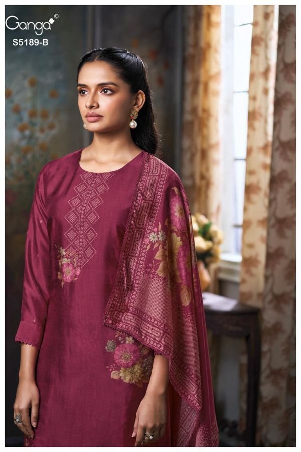 Ganga Fashion Evyra S5189 Russian Silk Ladies Suit S5189-B
