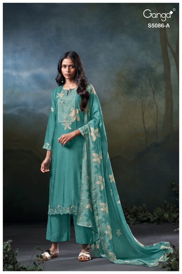 Ganga Fashion Givanna S5086 Premium Pure Silk Suit S5086-A