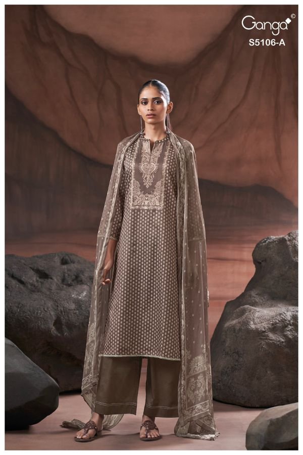 Ganga Fashion Izzie S5106 Premium Cotton Satin Suit S5106-A