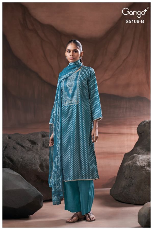 Ganga Fashion Izzie S5106 Premium Cotton Satin Suit S5106-B