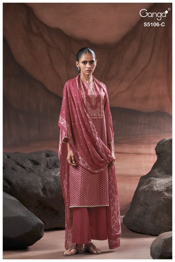 Ganga Fashion Izzie S5106 Premium Cotton Satin Suit S5106-C
