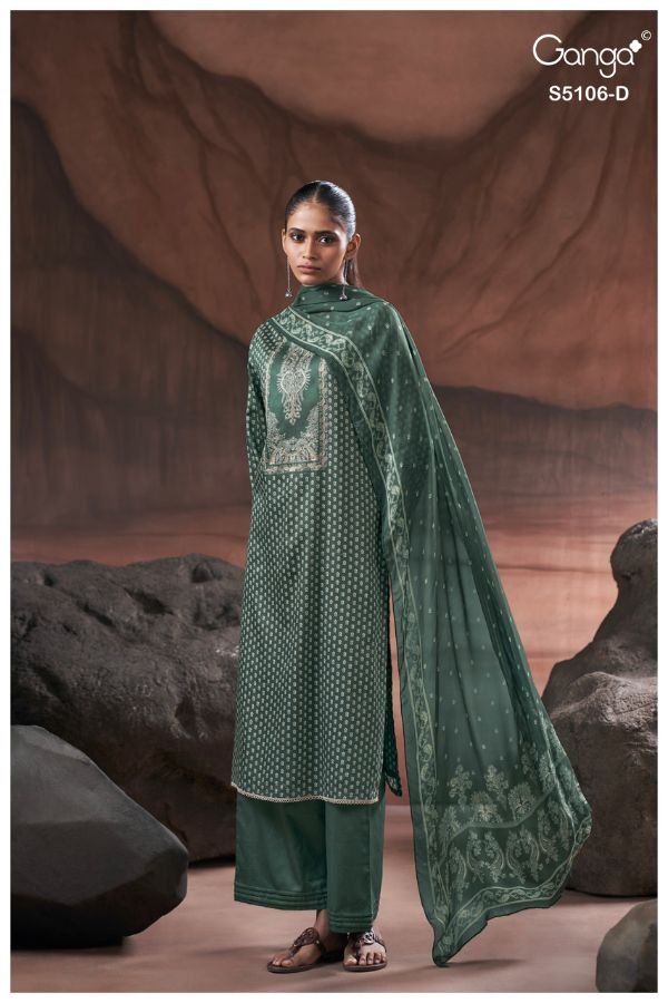 Ganga Fashion Izzie S5106 Premium Cotton Satin Suit S5106-D