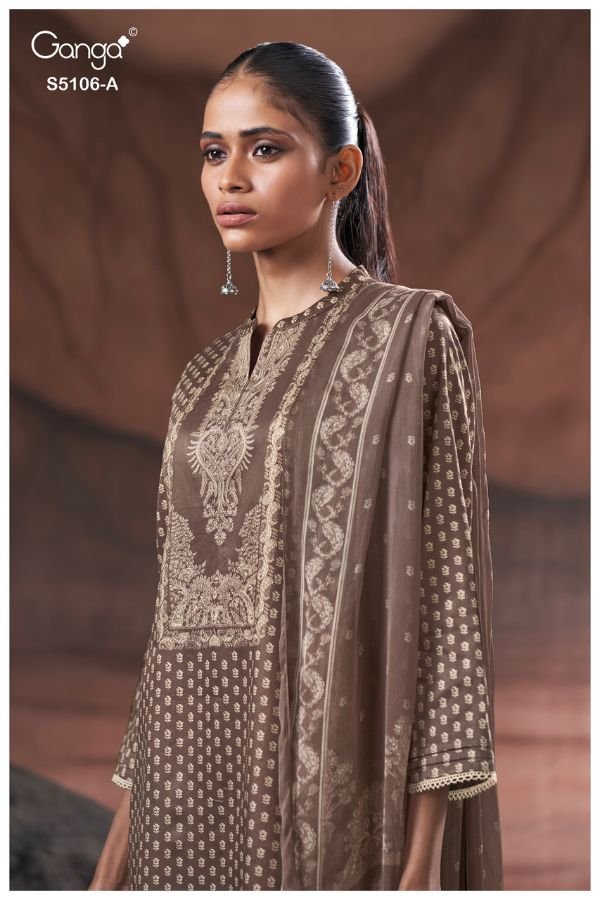 Ganga Fashion Izzie S5106 Premium Cotton Satin Suit S5106-A
