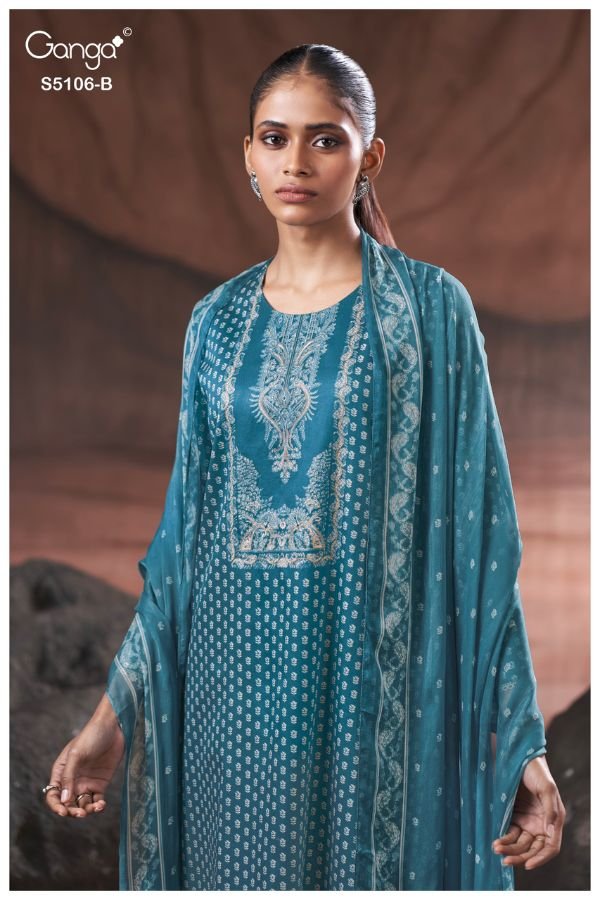 Ganga Fashion Izzie S5106 Premium Cotton Satin Suit S5106-B