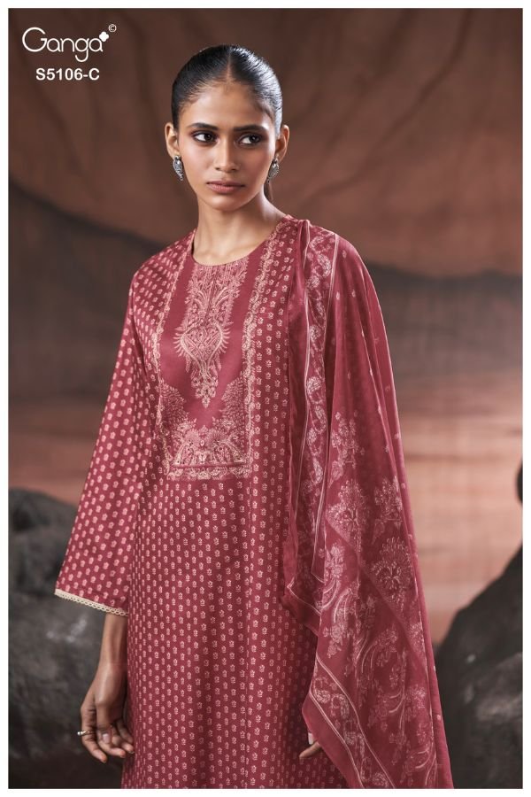 Ganga Fashion Izzie S5106 Premium Cotton Satin Suit S5106-C