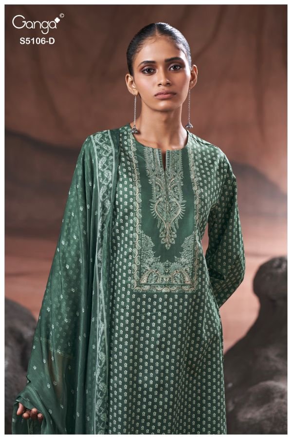 Ganga Fashion Izzie S5106 Premium Cotton Satin Suit S5106-D