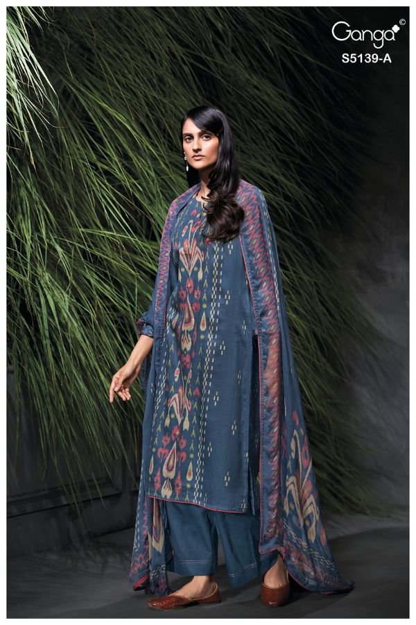 Ganga Fashion Kaelia S5139 Premium Cotton Satin Suit S5139-A
