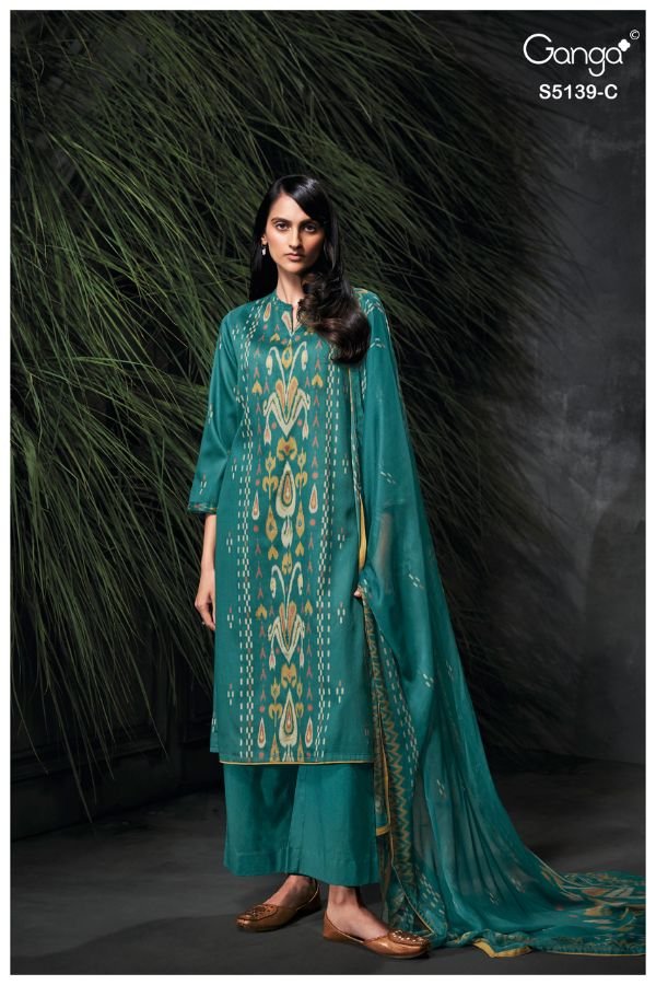 Ganga Fashion Kaelia S5139 Premium Cotton Satin Suit S5139-C
