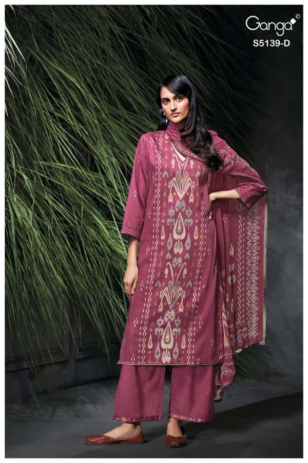 Ganga Fashion Kaelia S5139 Premium Cotton Satin Suit S5139-D