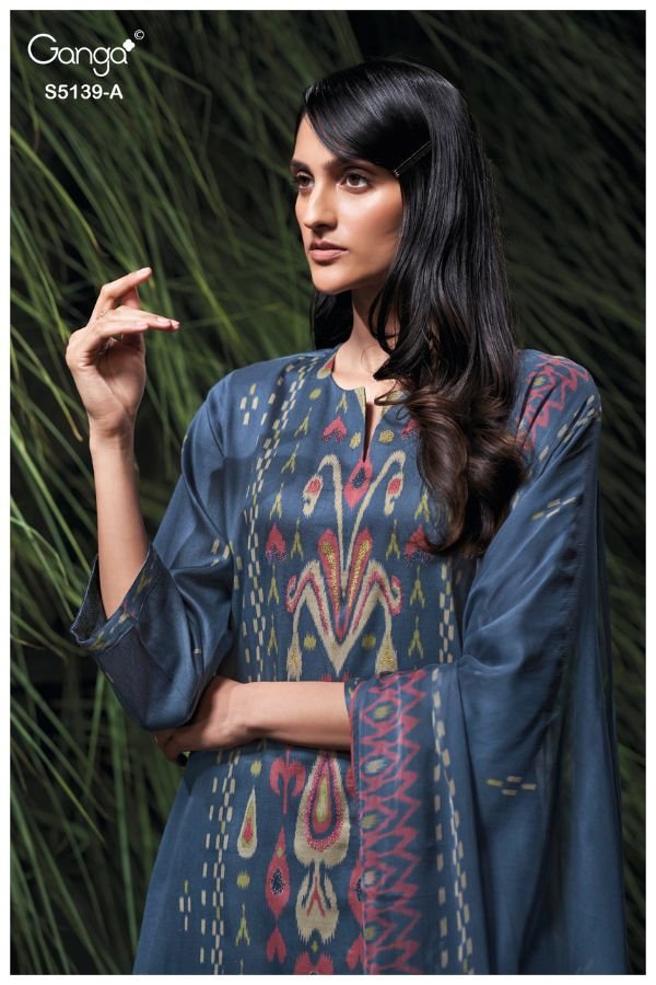 Ganga Fashion Kaelia S5139 Premium Cotton Satin Suit S5139-A