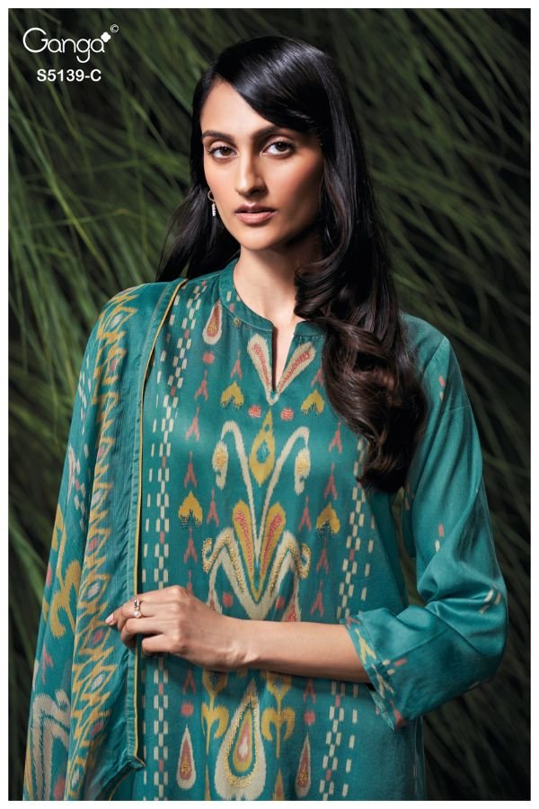 Ganga Fashion Kaelia S5139 Premium Cotton Satin Suit S5139-C