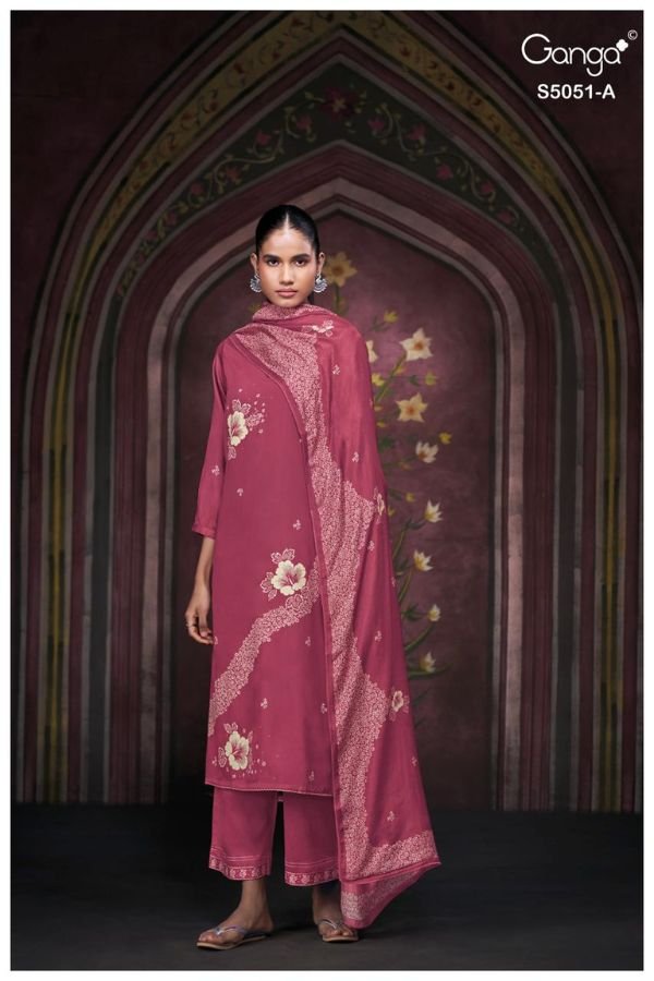 Ganga Fashion Mysha S5051 Premium Cotton Satin Suit S5051-A