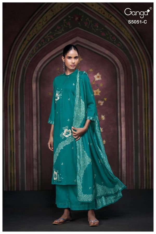 Ganga Fashion Mysha S5051 Premium Cotton Satin Suit S5051-C