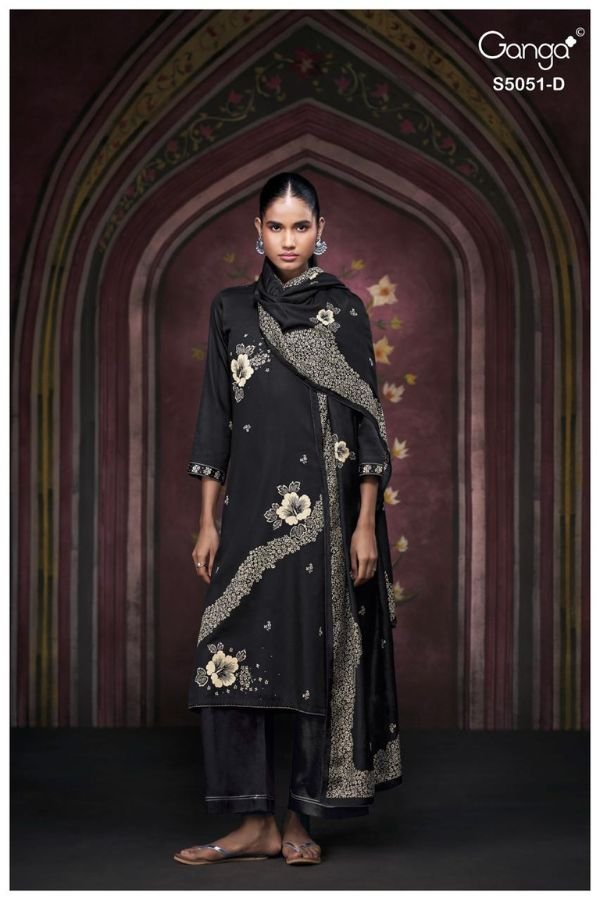 Ganga Fashion Mysha S5051 Premium Cotton Satin Suit S5051-D