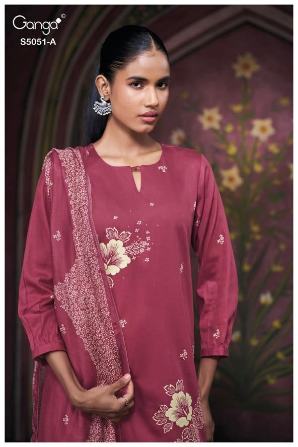 Ganga Fashion Mysha S5051 Premium Cotton Satin Suit S5051-A