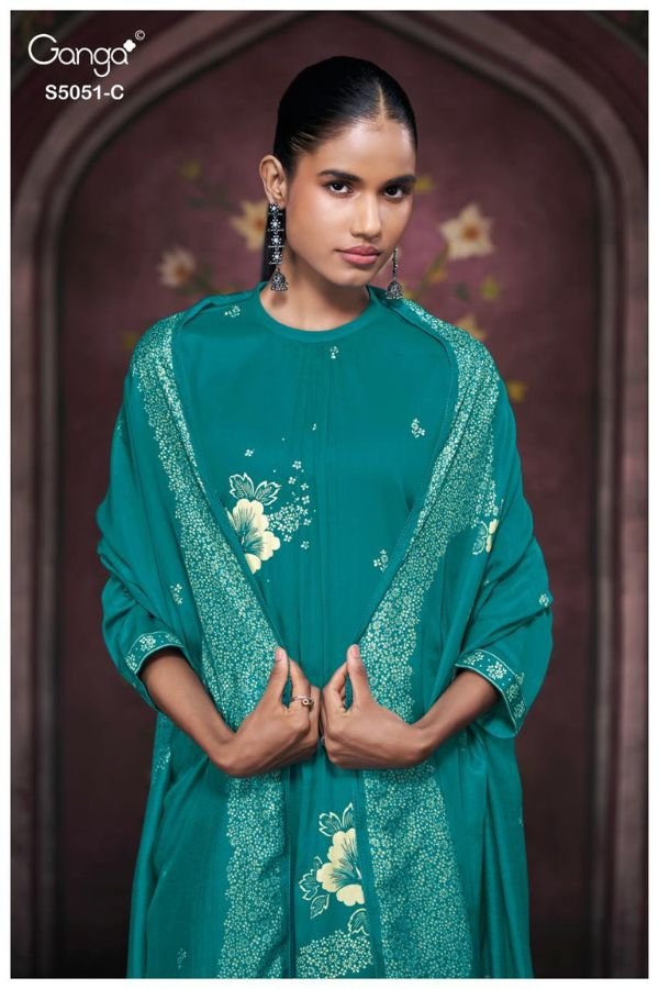 Ganga Fashion Mysha S5051 Premium Cotton Satin Suit S5051-C