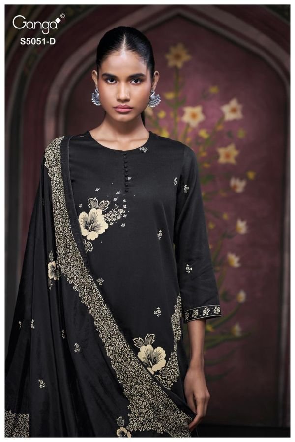 Ganga Fashion Mysha S5051 Premium Cotton Satin Suit S5051-D