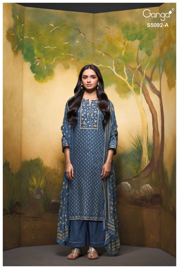 Ganga Fashion Nieveka S5092 Cotton Satin Suit S5092-A
