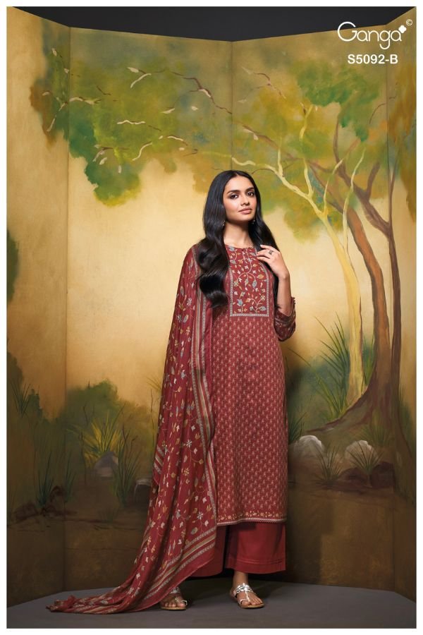 Ganga Fashion Nieveka S5092 Cotton Satin Suit S5092-B