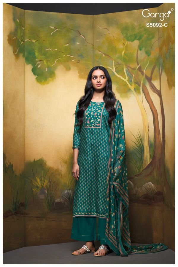 Ganga Fashion Nieveka S5092 Cotton Satin Suit S5092-C
