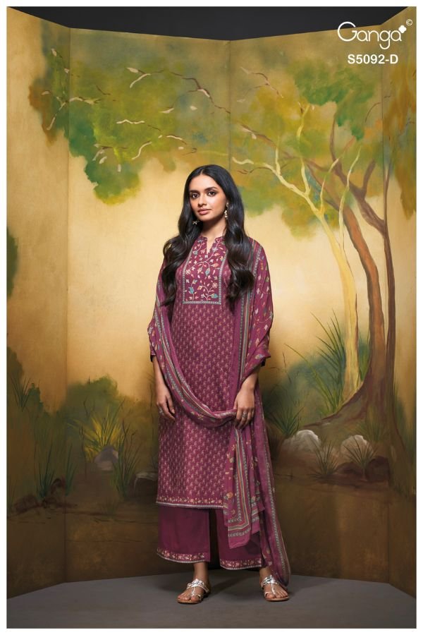 Ganga Fashion Nieveka S5092 Cotton Satin Suit S5092-D