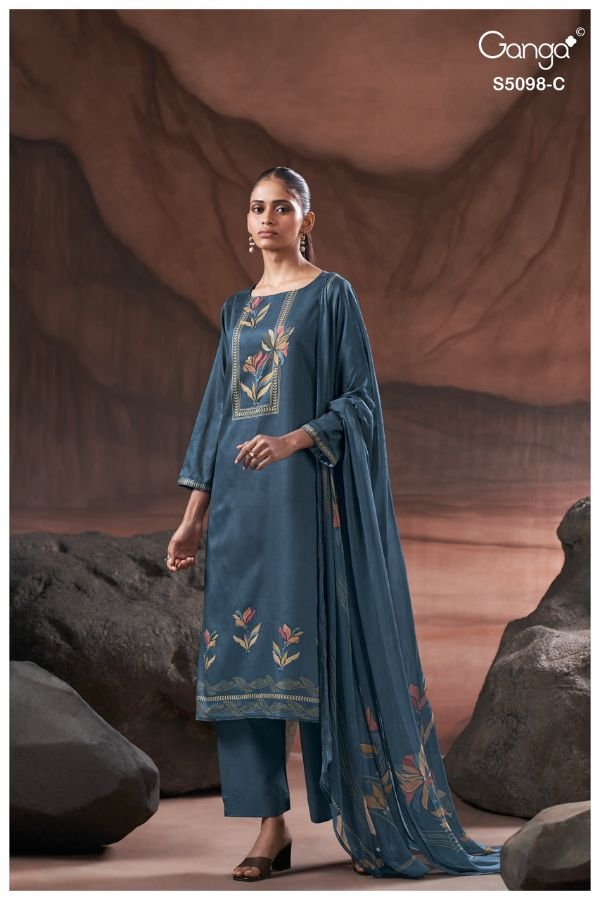Ganga Fashion Primrose S5098 Cotton Satin Suit S5098-C